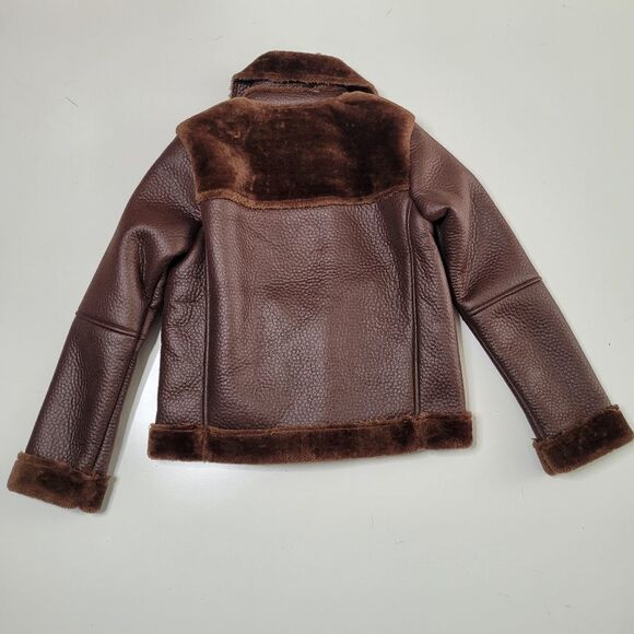 NEW BERNARDO SHEARLING FAUX LEATHER SOFT BROWN AVIATOR COAT JACKET XS SMALL NWT - Picture 15 of 16